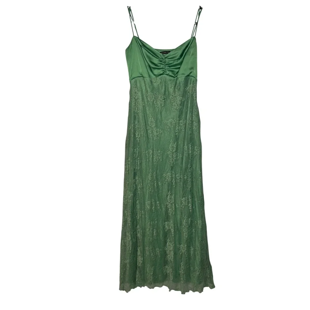 Abercrombie & Fitch Julia Green Slip Lace Maxi Cottagecore Dress Wedding Guest